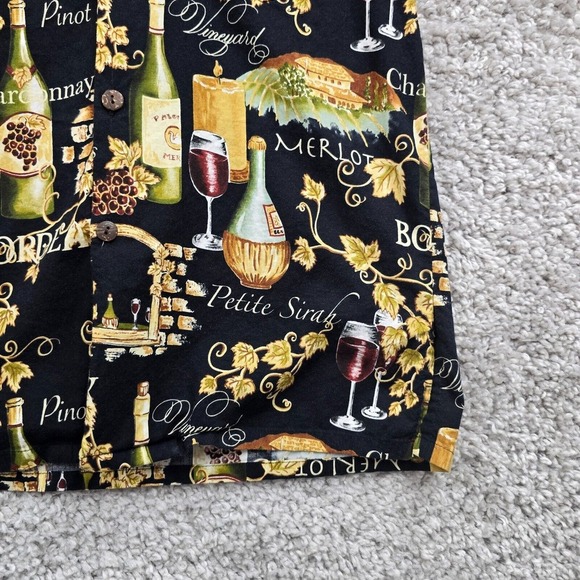 Go Barefoot Shirt Mens Small Black Wine Print Button Up Hawaiian Vacation Resort - Picture 3 of 10